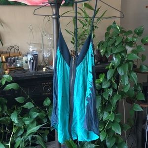 Silence + Noise Turquoise Splatter Zip Up Tank M